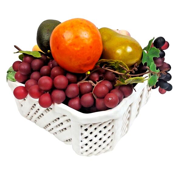 Vintage Ceramic Pottery Basket Fruit Bowl Savoir Vivre Made in Portugal w Fruit - Picture 4 of 12